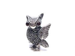 Silver Marcasite & CZ Owl Brooch