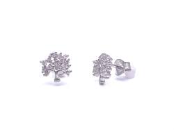 Silver CZ Tree of Life Stud Earrings 8mm