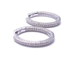 Silver CZ Hoop Earrings 24mm