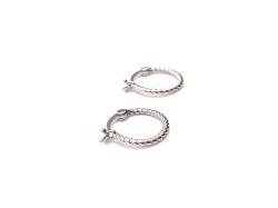 Silver Beaded Hoop Earrings 13mm