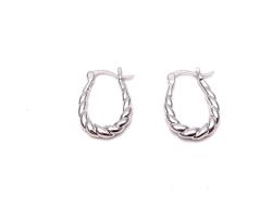 Silver Oval Twisted Hoop Earrings 22 x 13mm