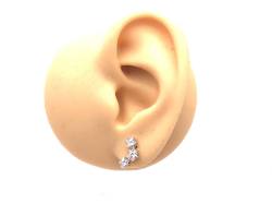 Silver 3 Stone CZ Stud Earrings