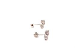 Silver 3 Stone CZ Stud Earrings