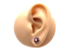 Silver CZ Flower Earring Studs 9mm