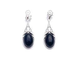 Silver Whitby Jet Drop Earrings