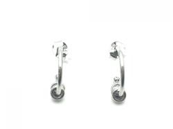 Silver Hoop Stud Earrings with Hoop Charms