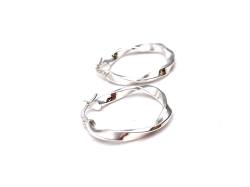 Silver Twisted Hoop Earrings 25mm