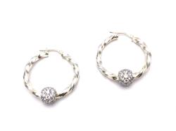 Silver Twisted Hoop Earrings 25mm With CZ Enhancer