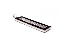 Silver Amber Ornate Rectangular Pendant