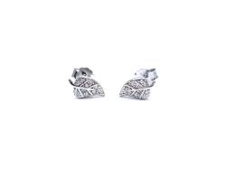 Silver CZ Leaf Stud Earrings