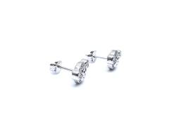 Silver CZ Monkey Face Stud Earrings