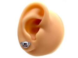 Silver CZ Monkey Face Stud Earrings