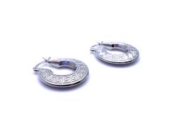 Silver Greek Key Hoop Earrings