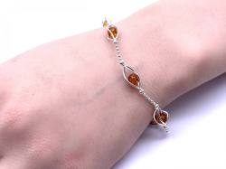 Silver Toffee Amber Fancy Bracelet