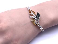 Silver Multi Amber Bangle