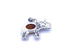 Silver Amber Elephant Pendant