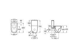 Roca Meridian-N Rimless Compact Close Coupled Toilet - White