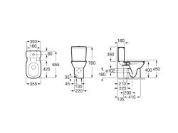 Roca Debba Square Close Coupled Rimless Toilet