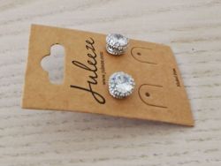 Silver Faux Diamante Stud Earrings - Clayre & Eef