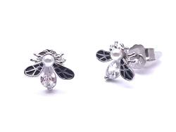 Silver Fly Stud CZ Earrings