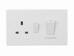 Knightsbridge 45A DP Cooker Switch and 13A Socket (White Rocker) (SN8333W)