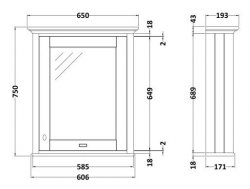 BC Designs Victrion 650mm Nimbus White 1 Door Mirror Cabinet
