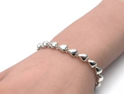 Silver Pebble Heart Bracelet with T Bar Fastener