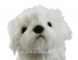 Soft Toy Dog, White Shih Tzu by Hansa (36cm.L) 7323