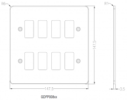Knightsbridge Flat plate 8G grid faceplate - polished chrome - (GDFP008PC)