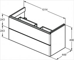 Ideal Standard Strada II 1000mm 2 Drawer Wall Hung White Gloss Vanity Unit