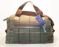 Tweedmill Weekender Holdall Bag - Dark Green Tweed