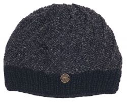 Pure wool - half fleece lined - border beanie - Charcoal/Black