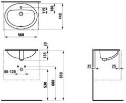 Laufen Pro 560mm Drop-In Basin with Overflow