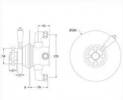 Bayswater White & Chrome Round Dual Thermostatic Concealed Valve