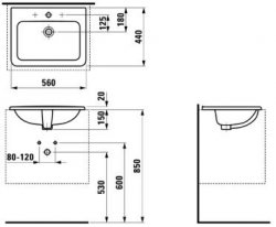 Laufen Pro 560mm Drop-In Basin