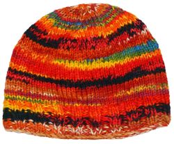 Children's Half fleece lined - electric beanie - multi orange