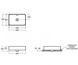 Ideal Standard Strada II 60cm Vessel Basin with Overflow, Clicker Waste & No Tap Holes