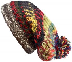 Pure wool - chunky rib slouch - Dark Multi coloured