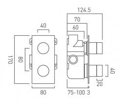 Vado Omika 1 Outlet 2 Handle Vertical Thermostatic Valve