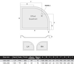 MX Elements 1200 x 800mm Offset Quadrant Shower Tray