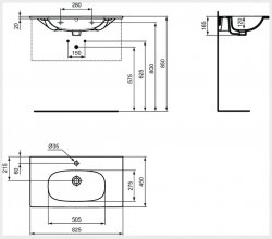 Ideal Standard Tesi Silk Black 80cm 1 Tap Hole Vanity Basin