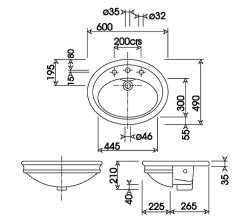 Silverdale Hillingdon 600mm Semi Countertop Basin