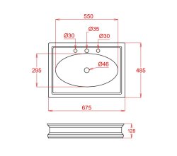 Silverdale Victorian 670mm Vanity Unit and Square Basin - Dark Lead