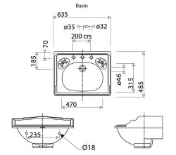 Silverdale Victorian 635mm Basin - White