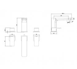 RAK Moon Black 3 Hole Deck Mounted Bath Filler