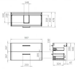 Britton Camberwell 1000mm Wall Hung Dusty Blue Unit