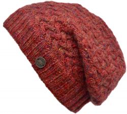 Pure Wool - Weave Baggy Beanie - Rust Heather