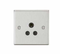 Knightsbridge 5A Unswitched Socket - Square Edge Brushed Chrome Finish with Black Insert - (CS5ABC)