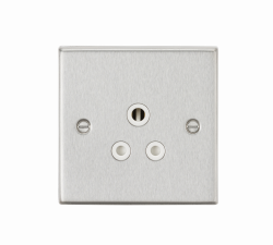 Knightsbridge 5A Unswitched Socket - Square Edge Brushed Chrome Finish with White Insert - (CS5ABCW)