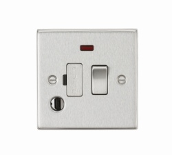Knightsbridge 13A Switched Fused Spur Unit with Neon & Flex Outlet - Square Edge Brushed Chrome - (CS63FBC)